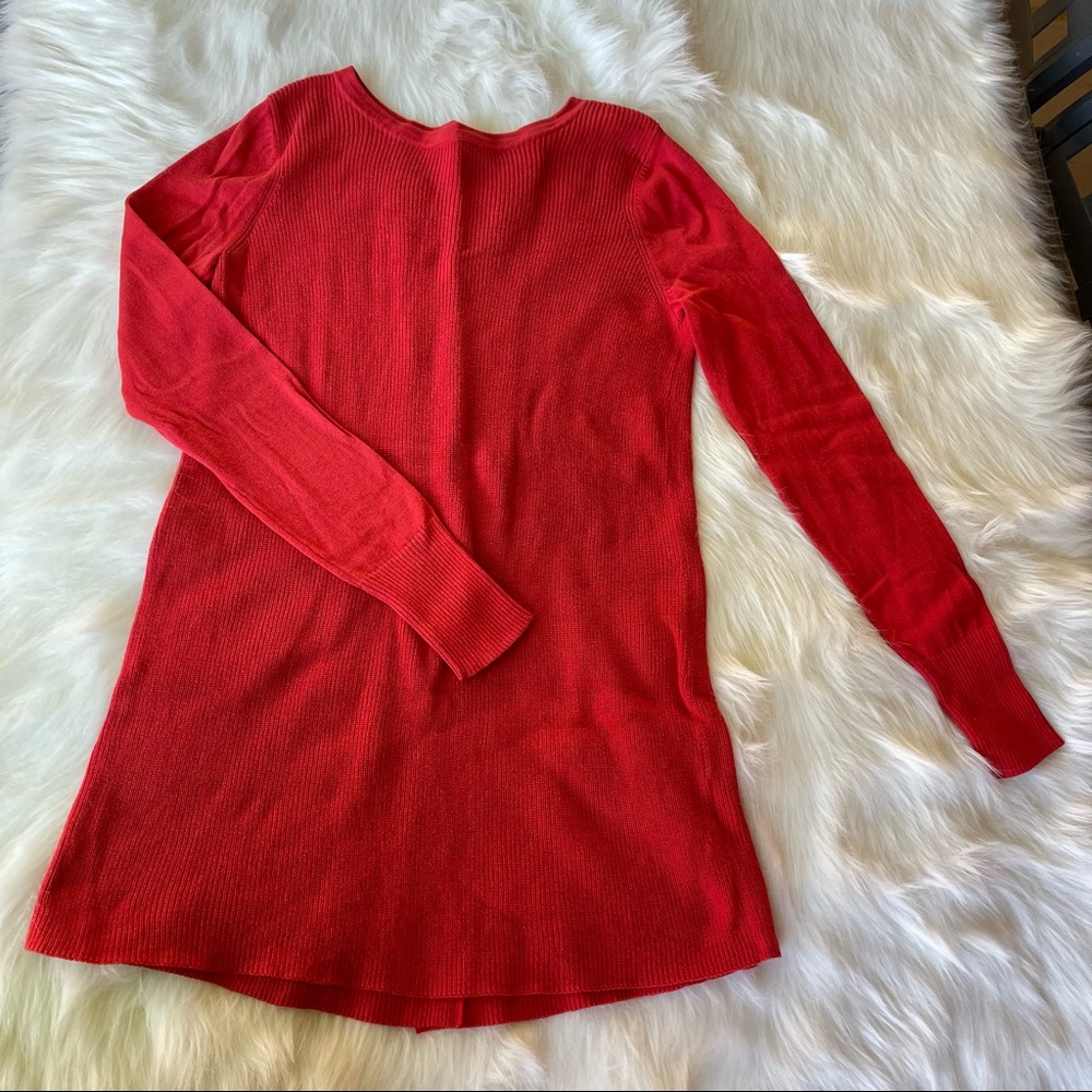 Halogen Split Back Oversized Button Tunic Red Sco… - image 3